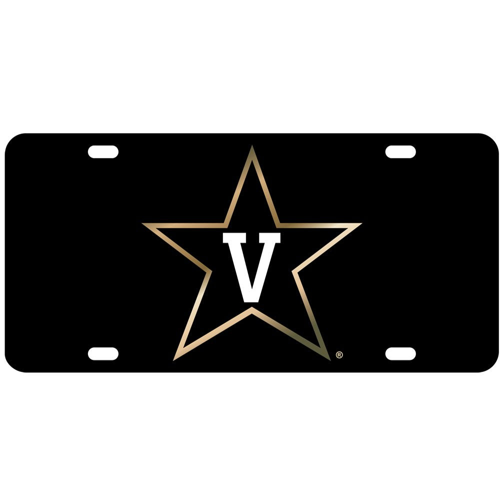 Craftique Vanderbilt Commodores Black Laser Cut License Plate - Star Logo